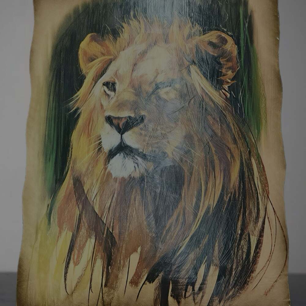 Unsigned Lion Portrait - Donald Art Collection